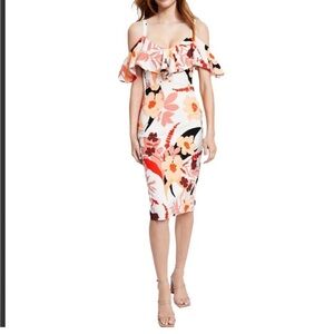 New Nordstrom Rachel Roy Crème Floral Off Shoulder Midi Dress Medium